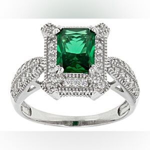 BELLA LUCE Green White Cubic Zirconia Rhodium
Over Sterling Silver Ring 3.75ctw